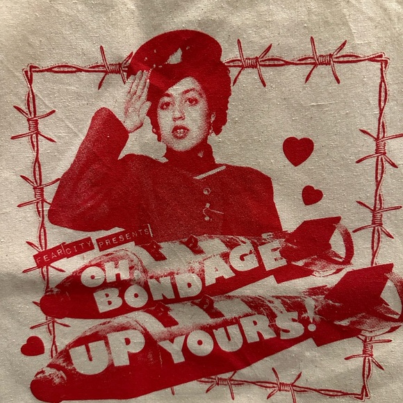 X-ray Spex Oh Bondage Up Yours Poly Styrene Canvas Tote Rare Unique Limited Run - Picture 3 of 4